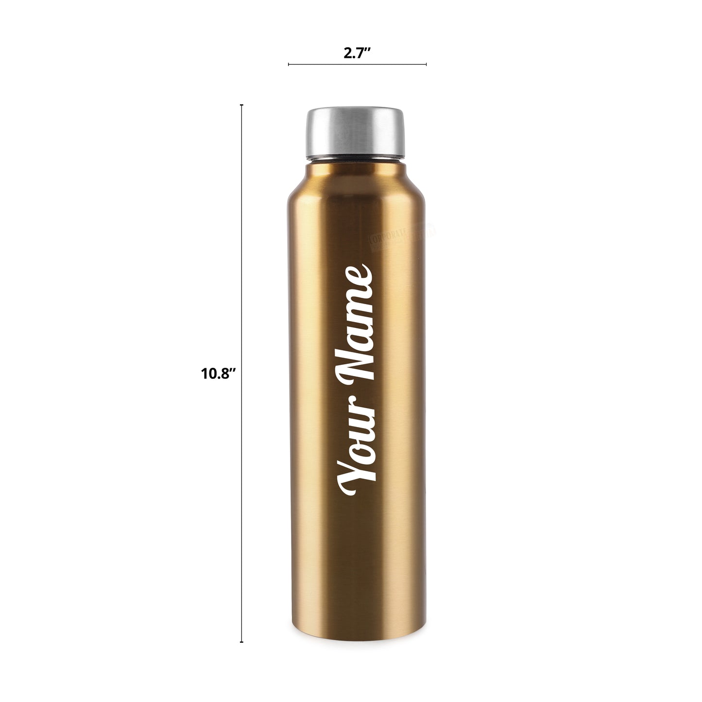 Personalized Stainless Steel Bottle 1L | Leak-Proof | GiftGlow | (Golden-Silver Edition)