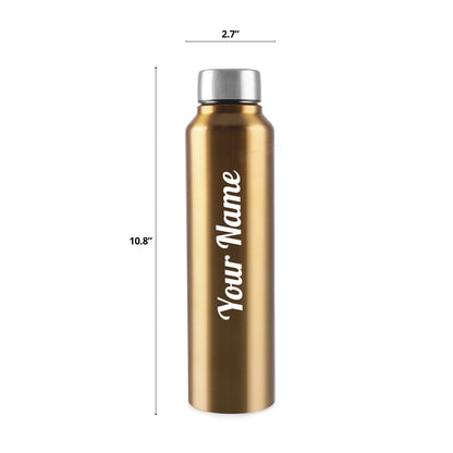 Personalized Stainless Steel Bottle 1L | Leak-Proof | GiftGlow | (Golden-Silver Edition)