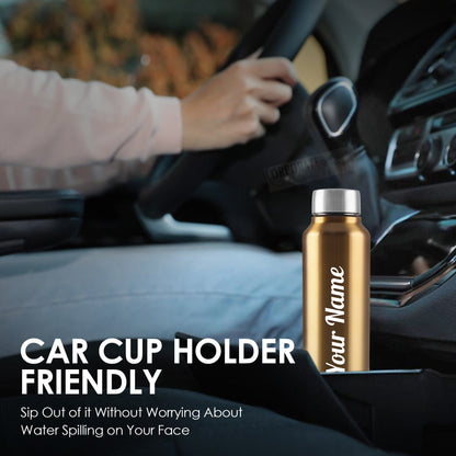 Personalized Stainless Steel Bottle 1L | Leak-Proof | GiftGlow | (Golden-Silver Edition)