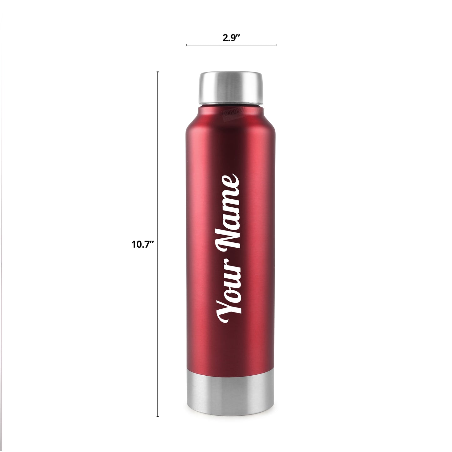 Personalized Stainless Steel Bottle 1L | Leak-Proof | GiftGlow | (Silver-Red Edition)