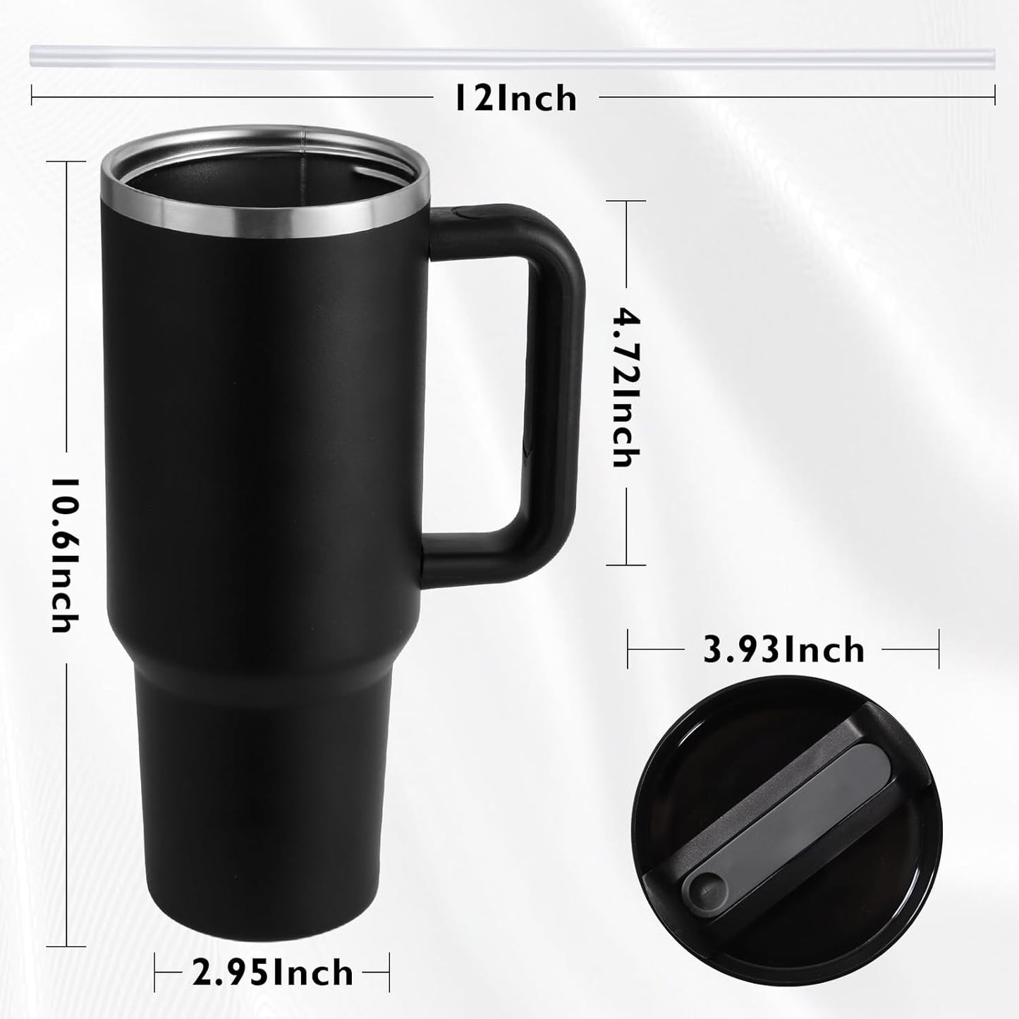 40 Oz Black Tumbler with Handle & Straw | Leak-Proof | GiftGlow
