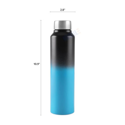Stainless Steel Bottle 1L | Leak-Proof | GiftGlow | (Black-Blue Edition)