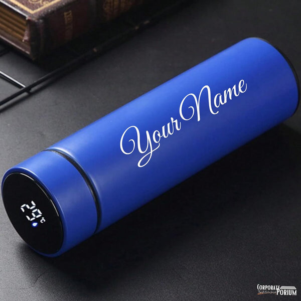 Gift Glow’s Personalized Blue Temperature Display Water Bottle 500 ML