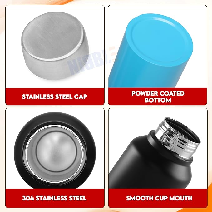 Stainless Steel Bottle 1L | Leak-Proof | GiftGlow | (Black-Blue Edition)