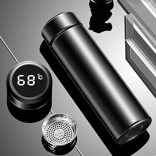 Gift Glow’s Personalized Black Temperature Display Water Bottle 500 ML