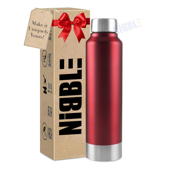 Stainless Steel Bottle 1L | Leak-Proof | GiftGlow | (Red-Silver Edition)
