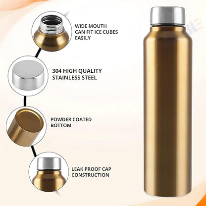 Stainless Steel Bottle 1L | Leak-Proof | GiftGlow | (Golden Edition)