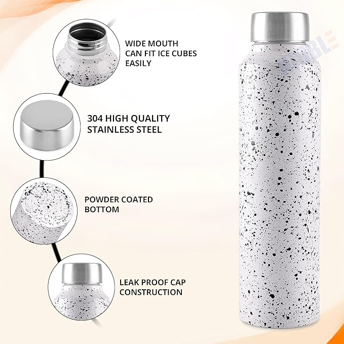 Stainless Steel Bottle 1L | Leak-Proof | GiftGlow | (Paper-White Edition)