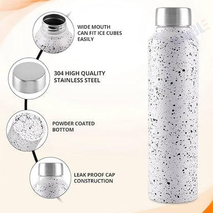Stainless Steel Bottle 1L | Leak-Proof | GiftGlow | (Paper-White Edition)