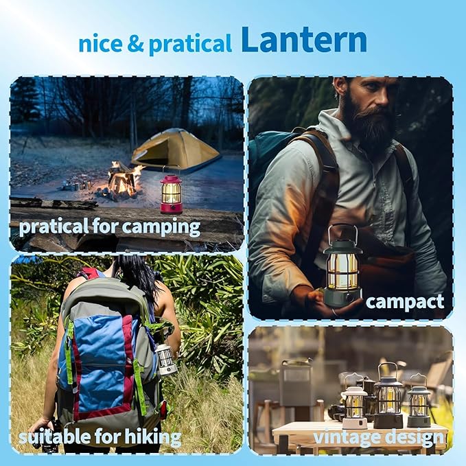 Vintage LED Camping Rechargeable Lantern