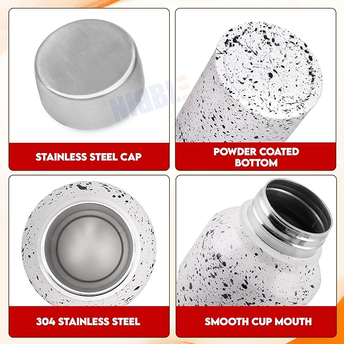 Stainless Steel Bottle 1L | Leak-Proof | GiftGlow | (Paper-White Edition)