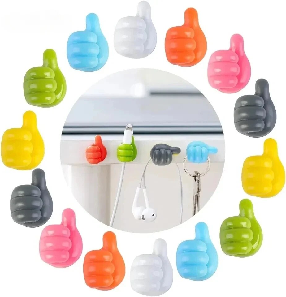 Colorful Thumb Wall Hooks 20 Pack Cute Cable Clips